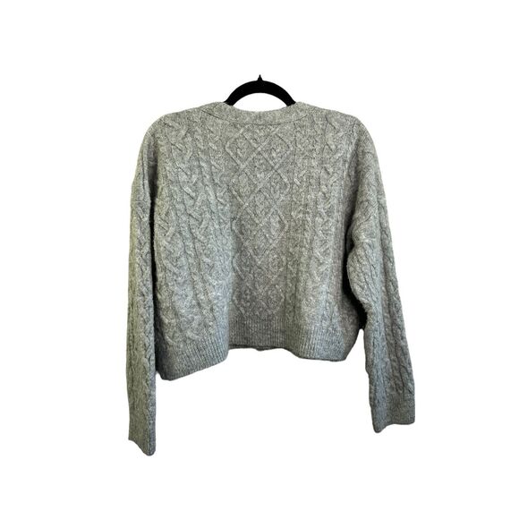 Zara Gray Tight Knit Cropped Office Cardigan Sweater Sz S Interview Business Cas - Picture 2 of 5
